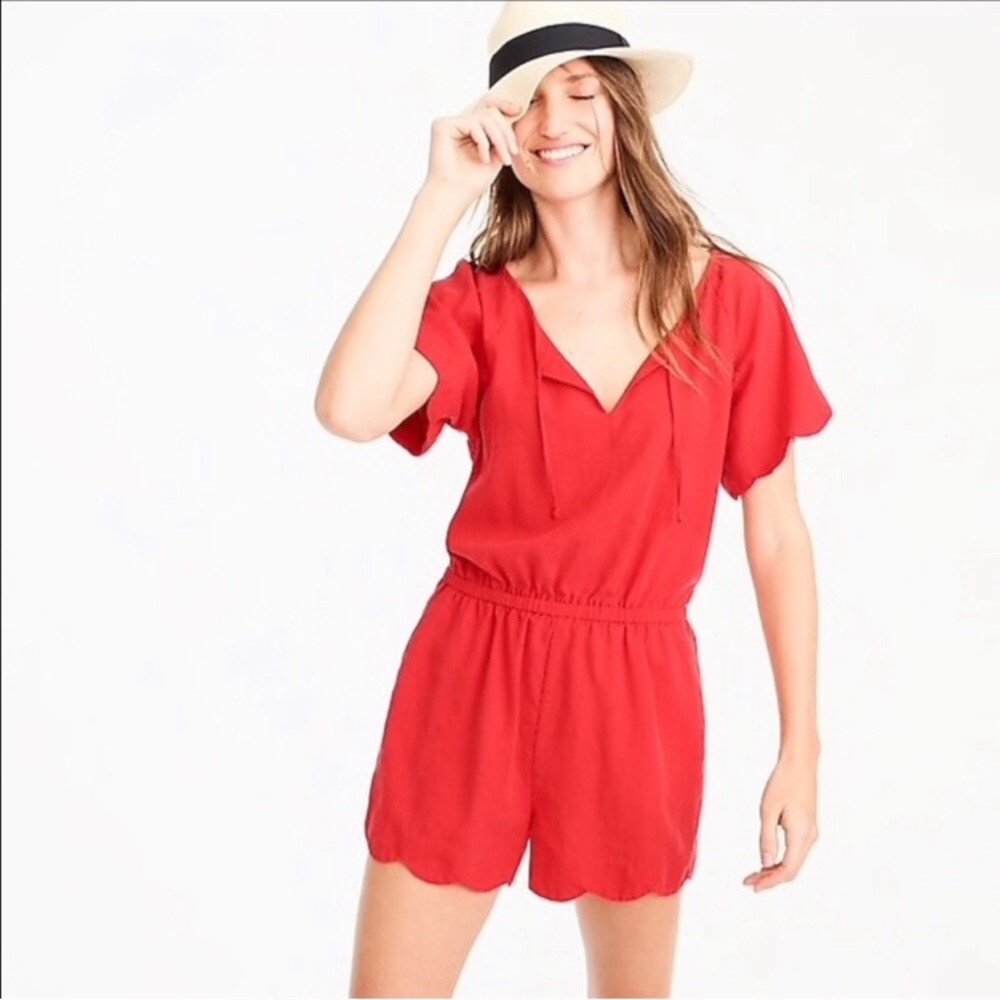 NWT J.Crew Scalloped Linen Romper